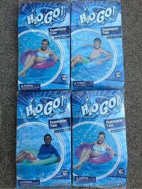 Lot 4 NEW H2O Go Large Blow Up Tubes Floats 36” Rings Green Pink Blue Bestway